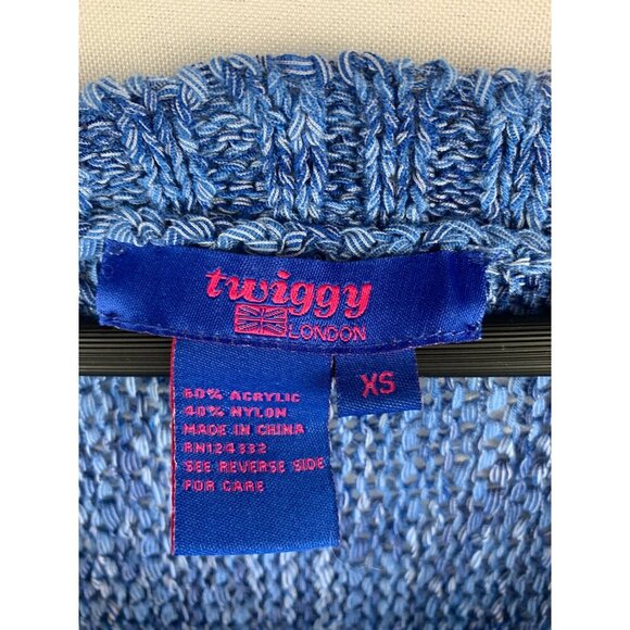 Twiggy London Womens Blue Textured Short Sleeve Knit Top XS - Picture 2 of 5